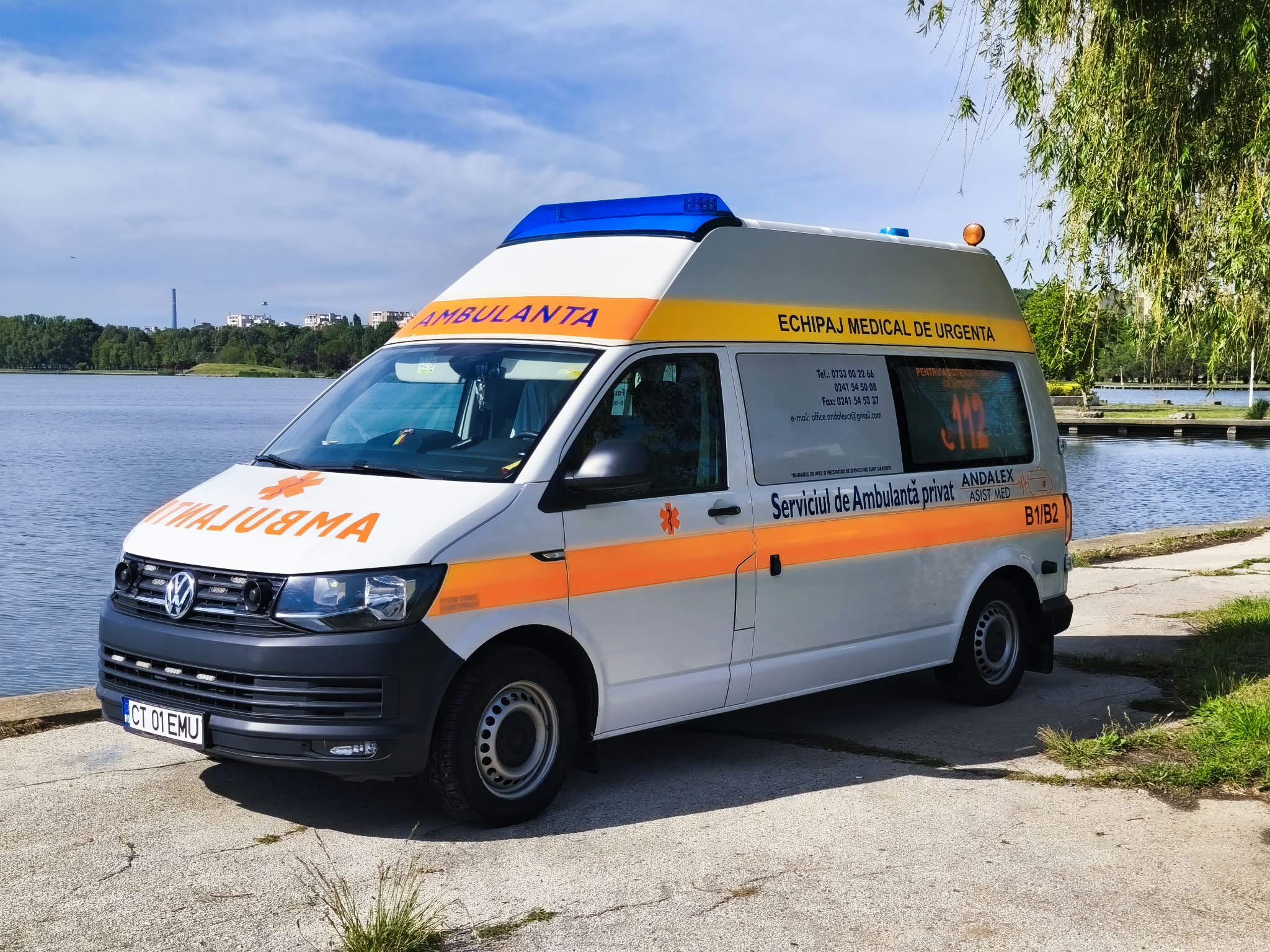 Ambulanță Andalex pregătită pentru transport sanitar